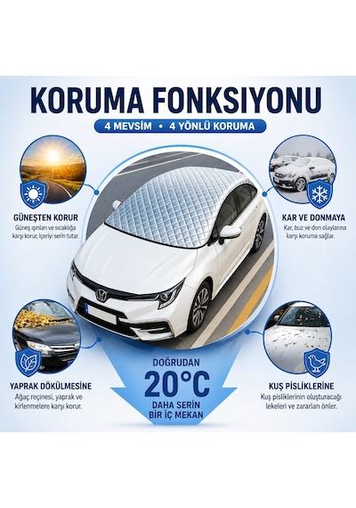 Gard Oto Araç Oto Araba Branda Ön Ve Tavan Yarım Branda Güneş Buz Kar Ve Dolu Koruyucu Örtü Güneşlik Universal