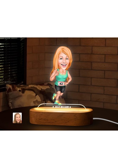Bk Gift Kişiye Özel Koşucu Karikatürlü Dekoratif 3d Biblo Led Işıklı Gece Lambası-1, Arkadaşa Hediye Kobitmeyen138297 Bk Gift