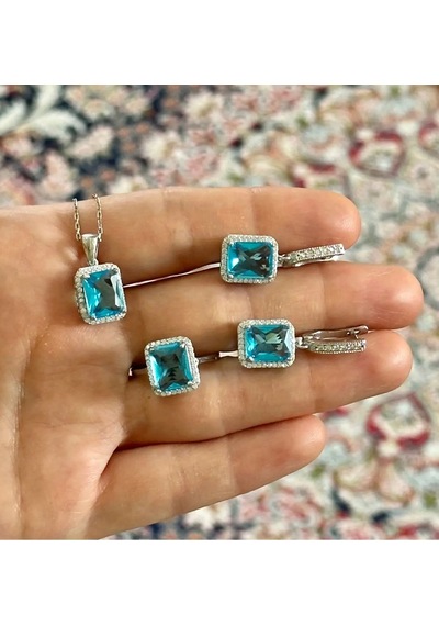 Mavi Topaz Set Takı 351