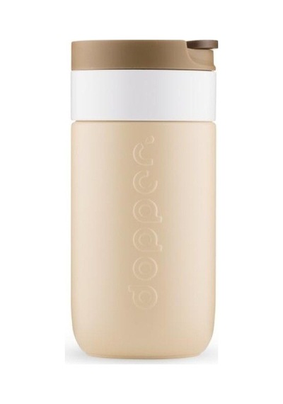 Dopper Travel Mug Yalıtımlı Termos Bardak 300 Ml - Toprak Kahvesi Açık Kahve / Beyaz