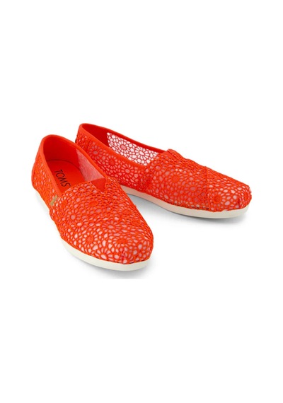 Espadril / Keten Kadın 10021935 Toms Alpargata Moroccan Crochet Flame Flame Mercan