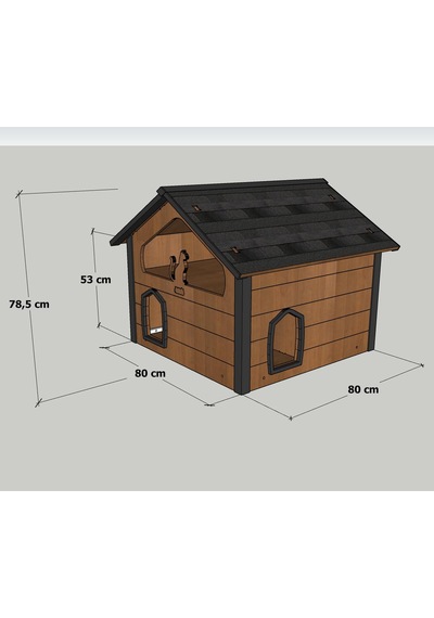 Mandu Ahşap Teraslı Dublex Kedi Evi
