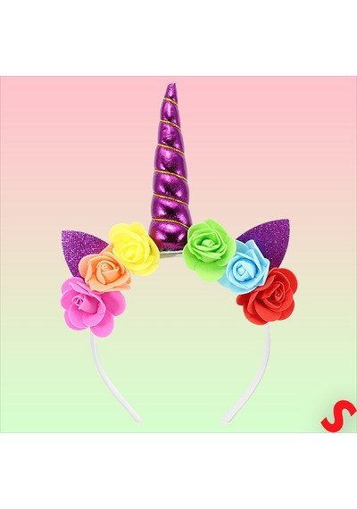 Unicorn Tek Boynuz Dolgulu Eva Taç, 1 Adet - Mor 0  -  99