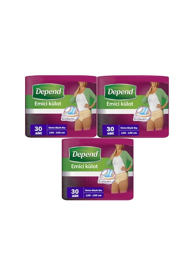 Depend Emici Külot Hasta Bezi XL - Extra Büyük Kadın 90 Adet 3 x 30'Lu