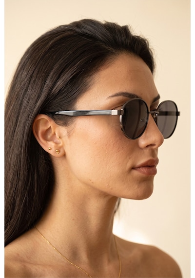 Unisex Polarize Yuvarlak Güneş Gözlüğü Gri Uv400 Korumalı Metalik 89559786