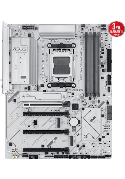 Asus B850 Max Gamıng Wıfı W, 4xddr5, 3x M2, Hdmı, Dp, Type-c, Wi-fi 6e, Bluetooth V5.3, Am5 Soket Gamıng Beyaz Anakart