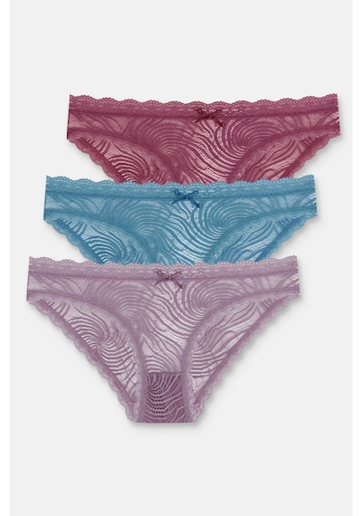 Suwen 3'lü Dantelli Normal Bel Slip Külot None