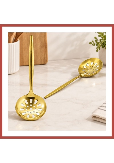 Bezos Metal Altın Servis Kevgir 27 Cm Erdotıca