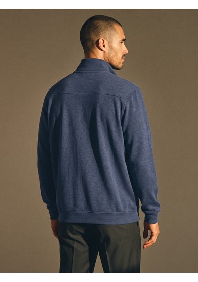 Maccali Erkek Mavi Büyük Beden Pamuklu Fermuarlı Sweatshirt