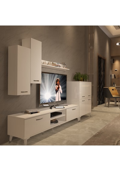 Decoraktiv Eko 6 Mdf Dvd Silver Tv Ünitesi Tv Sehpası Beyaz