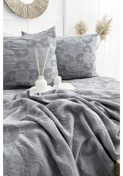 Şaheser Home Collection Yatak Örtüsü Çift Kişilik İt Antrasit Renkli