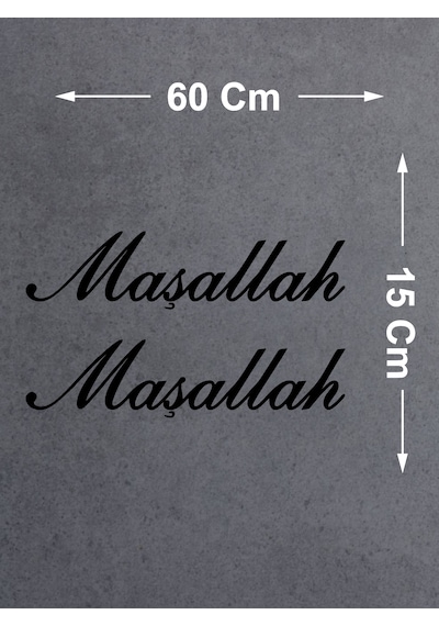 Maşallah 2 Adet Sticker - Araba Oto Motosiklet Karavan Cam Sticker - 00054 60X15 Cm