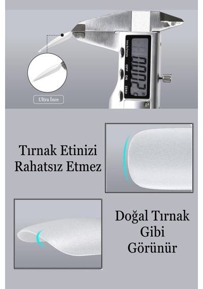 100 Adet Large Uzun Stiletto Törpülenmiş Jel Destekli Takma Tırnak Large