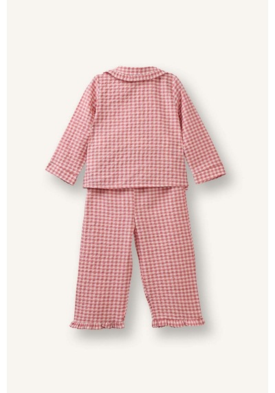 Defacto Uzun Kollu Dokuma 2li Dokuma Pijama Kız Bebek H2651a526spbr96 Pembe-br96
