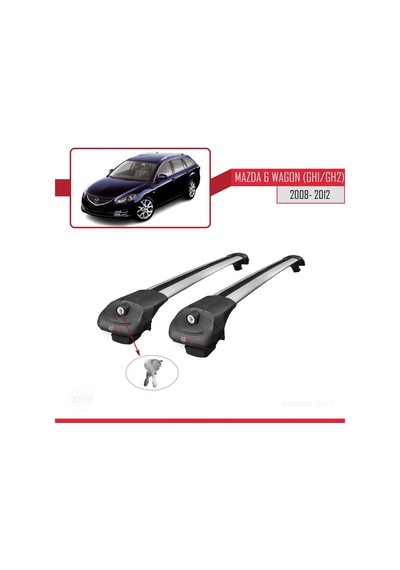 Mazda 6 Wagon Gh1/gh2 2008-2012 Arası İle Uyumlu Ace-1 Ara Atkı Tavan Barı Gri
