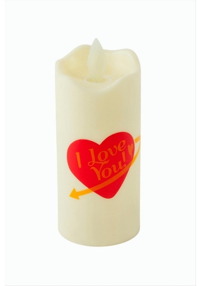 Glblseme Kalp I Love You Yazılı Işıklı Mum 12 Cm 215405 - Sarı Çok Renkli