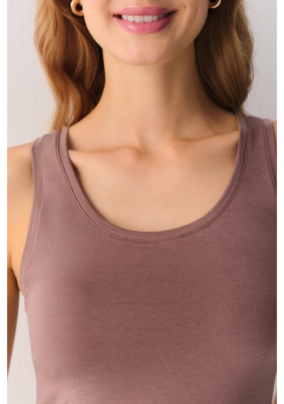 Suwen Natural Beauty Kalın Askılı Atlet Sw4002019 Kahverengi