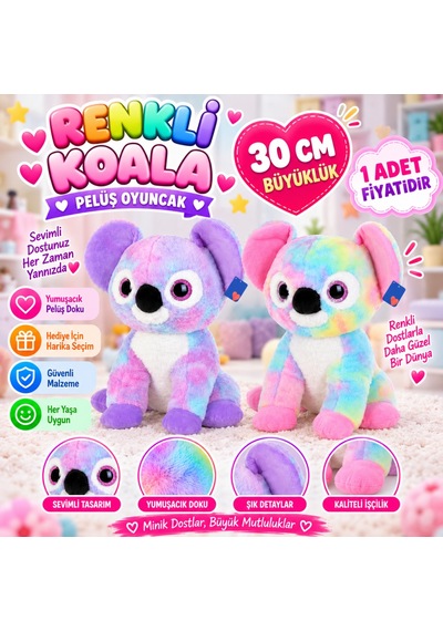 Storeşahin Peluş 30 Cm Renkli Koala Adet Fiyatıdır Shn0720 Çok Renkli
