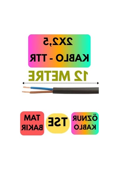 12 Metre Uzunlukta 2x2,5 Ttr Kablo, Siyah Renk