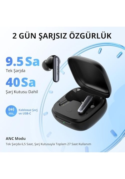 Air Pro 4i Kulak Içi Bluetooth Kulaklık - Hibrit Aktif Gürültü Engelleme - 40 Saat Kullanım Süresi - Ip55 - Siyah Genel