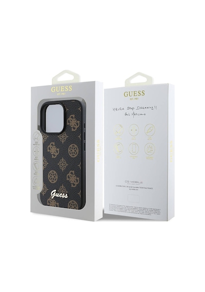 Apple Uyumlu iPhone 16 Pro Max Kılıf Guess Lisanslı Magsafe Şarj Özellikli Yazı Logolu Peony Siyah