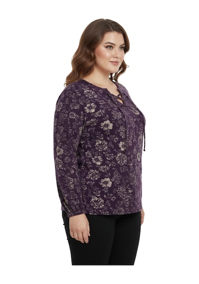 Wearon Kadın Yumoş Yaka Bağcıklı Modelli Bluz Bgl-st05137 Mürdüm