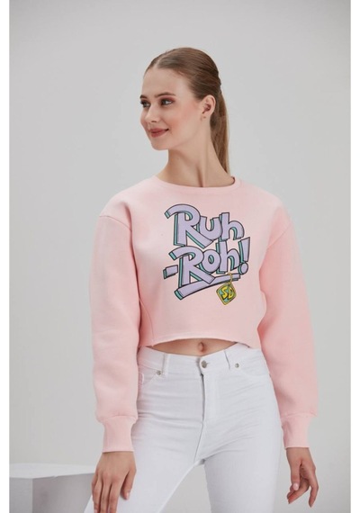 Meecy Kadın Pembe Baskılı Sweatshirt Pembe Pembe