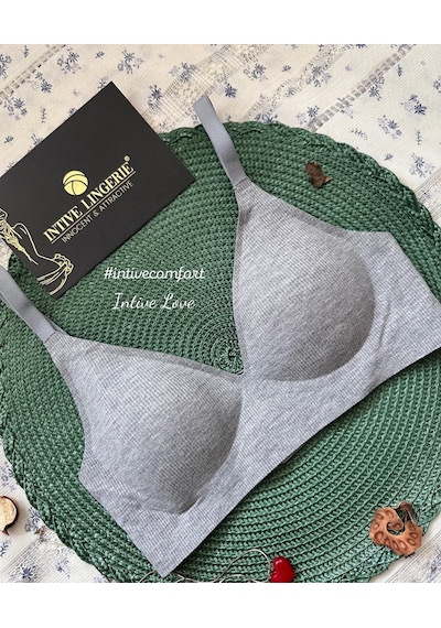 Softease V Yaka Balensiz Dikişsiz Lazer Kesim Rahat Soft Kumaştan Gri