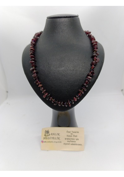 Lal/granat Güç Taşı Taşı Kolye Doğaltaş Tasarım Kolye-1001 Bordo
