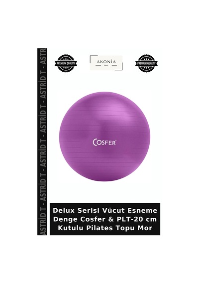 Delux Serisi Vücut Esneme Denge Cosfer & Plt-20 Cm Kutulu Pilates Topu Mor