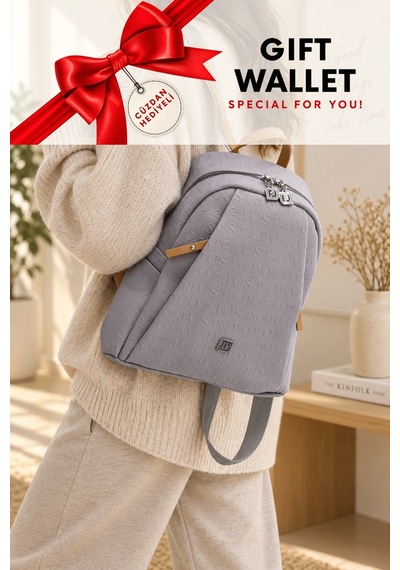 Gri 4040 Cuzdanli Orijinal Just Polo Kadin 9 Bolmeli Orta Boy Sirt Cantasi 31x29 Cm Gri - Camel