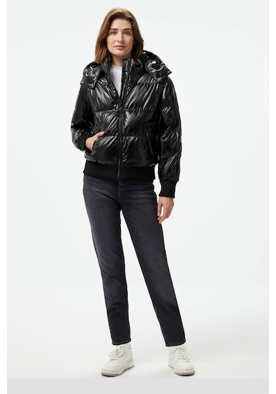 Guess Bice Poly Metallic Coated Kadın Mont Siyah