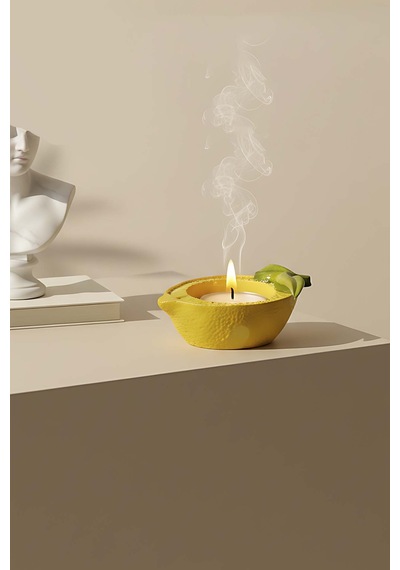 Limon Tasarımlı Dekoratif Sarı Mumluk Sarı