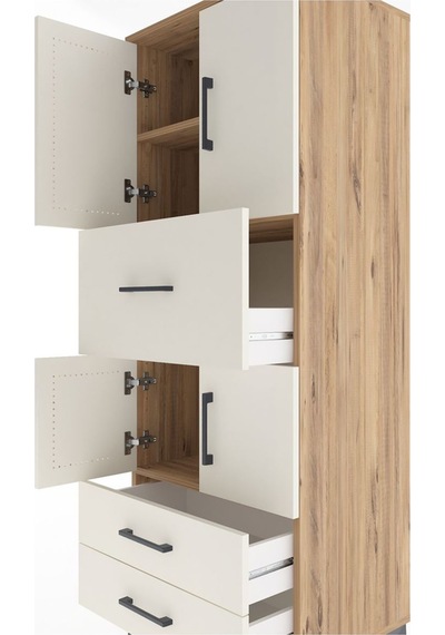 Hyperion Dolap 3 Raflı 3 Çekmeceli 4 Kapaklı 60x44x163 Çam-ay... Çam