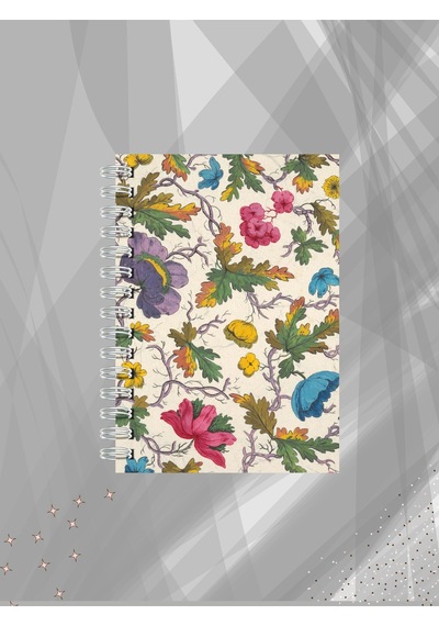 Vintage Çiçek Desenli Çizgisiz Spiralli Defter 60 Yaprak Çok Renkli
