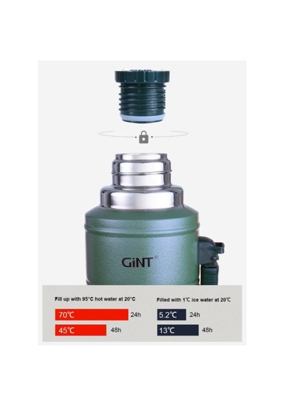1.25 Litre Vakumlu Paslanmaz Çelik Termos 48 Saat Isı Korumalı & Ergonomik Kulplu Kamp Termosu Koyu Yeşil