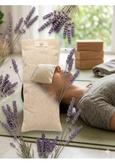 Lavanta Dolgulu Yoga Göz Yastığı Meditasyon Göz Maskesi Uyku Ve Rahatlama Yastığı Aromaterapi Göz Pedi Krem