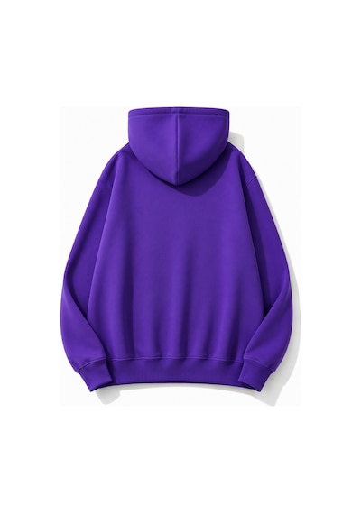 Herkesemoda İt's Ok Baskılı Kapüşonlu 2 İplik Şardonlu Sweatshirt Mor
