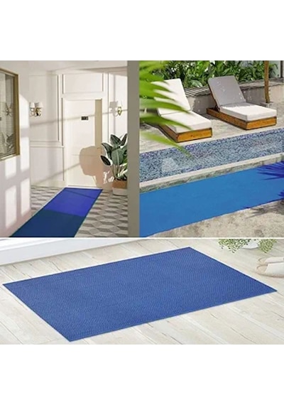 New Banyo Duş Havuz Zincir Mat Paspas Kaydırmaz Pvc Paspas / Mavi / Ebat: 90 Cm X 1 Mt Mavi