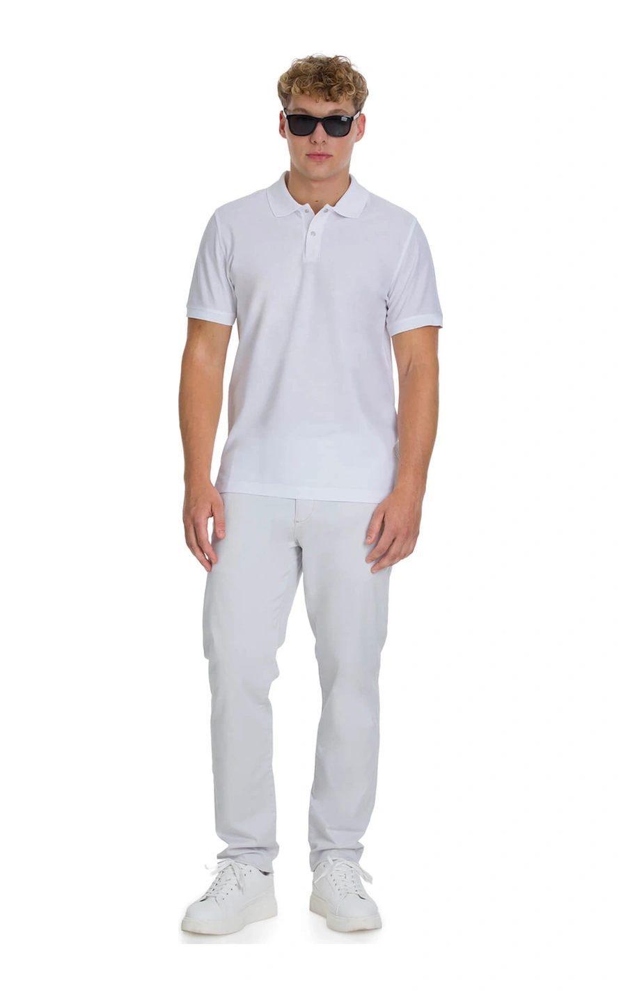 Hatemoğlu Beyaz Regular Fit 100% Pamuk Polo Yaka Merserize Tişört 34773 350501
