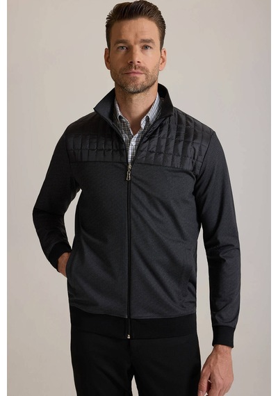 Ysf Erkek Siyah Fermuarlı Desenli Sweatshirt