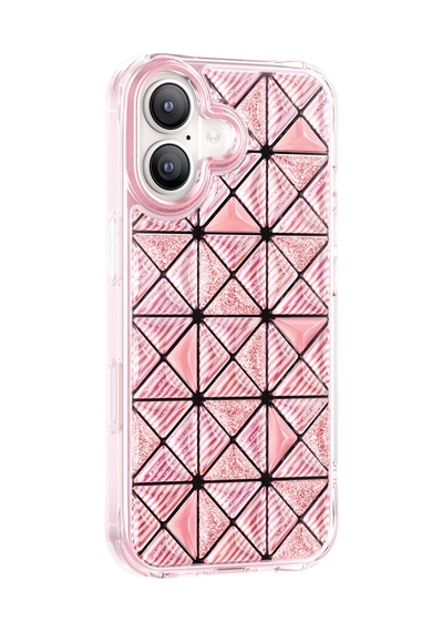 İphone 17 Uyumlu Kılıf 3d Buz Blok Desenli Zore Paris Kairo Tpu Kapak Pembe