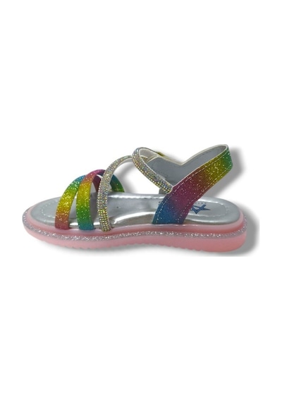 Arzen Bebe 231-25 Anatomik Simli Taşlı Cırtlı Kız Çocuk Sandalet 26-30 Renkli