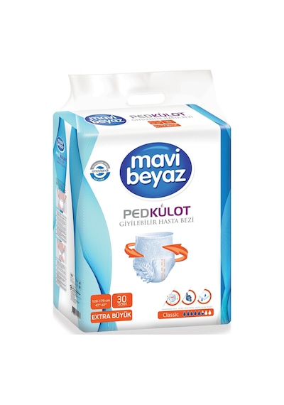 Mavi Beyaz Emici Külot Hasta Bezi L 60 Adet +yatak Koruyucu 30 A XL