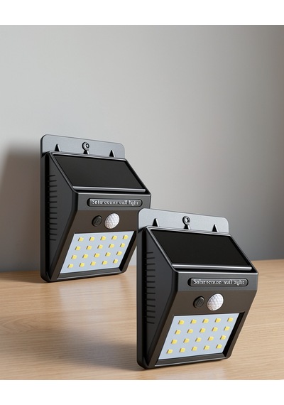 Güneş Enerjili Sensörlü Duvar Lambası, 20 Led'li, Enerji Tasarruflu Çok Renkli