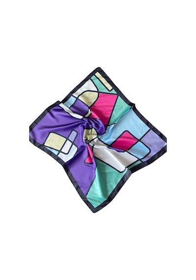 2 Li Saten Bandana Seti Saten Fular Saten Çanta Aksesuarı Özel Desen Bandana 45x50 Cm Haki - Siyah