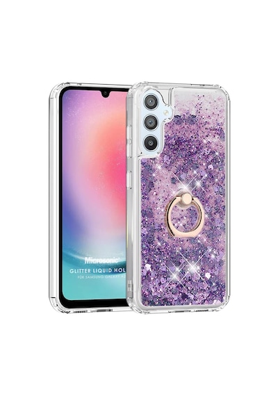 Microsonic Samsung Galaxy Uyumlu A25 Kılıf Glitter Liquid Holder Mor -