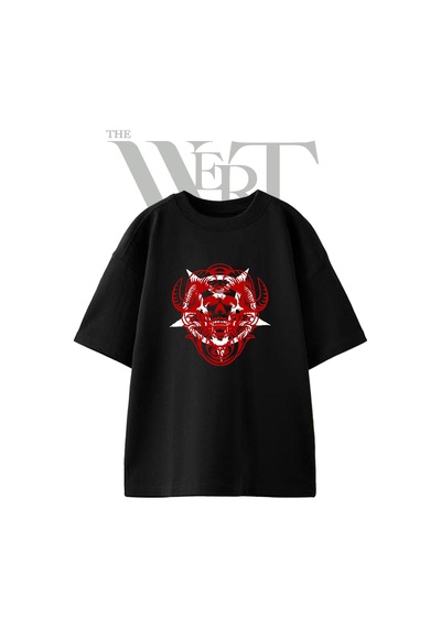 Thewert Horned Skull Tasarım Baskılı Ünisex Siyah Oversize T-shirt