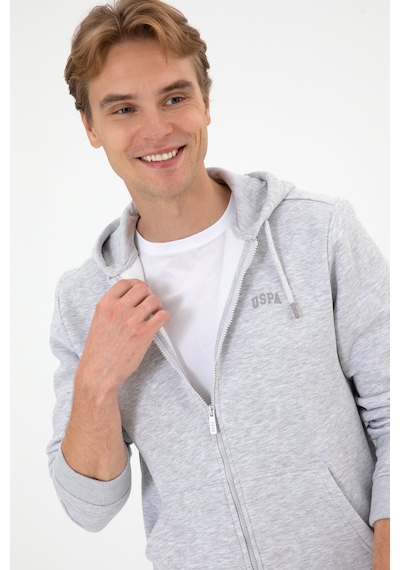 U.S. Polo Assn. Erkek Regular Fit Açık Gri Şardonlu Örme Hırka 50313755-VR001