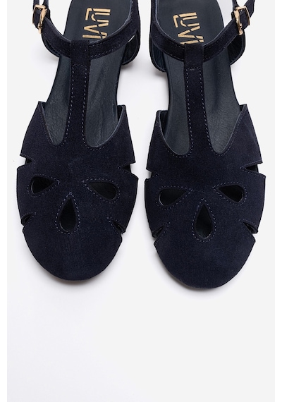 Luvishoes Nathalıe Lacivert Süet Hakiki Deri Kadın Sandalet